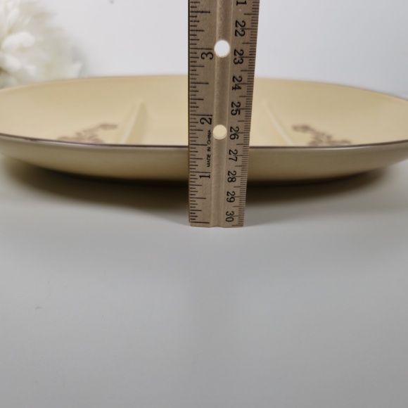 Vintage Pfaltzgraff Village Stoneware Oval Tri Divided Serving Platter - Tray - Picture 5 of 7